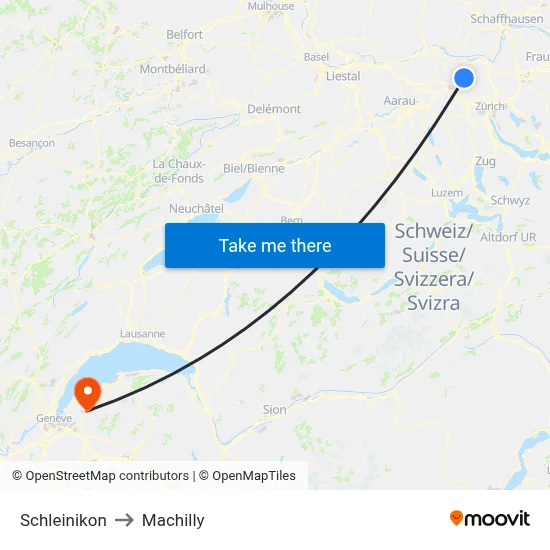 Schleinikon to Machilly map