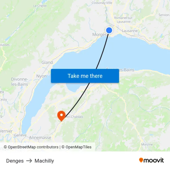 Denges to Machilly map