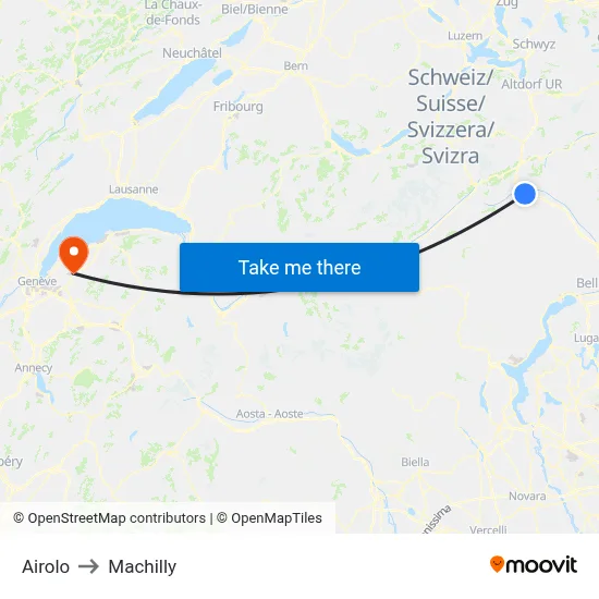 Airolo to Machilly map