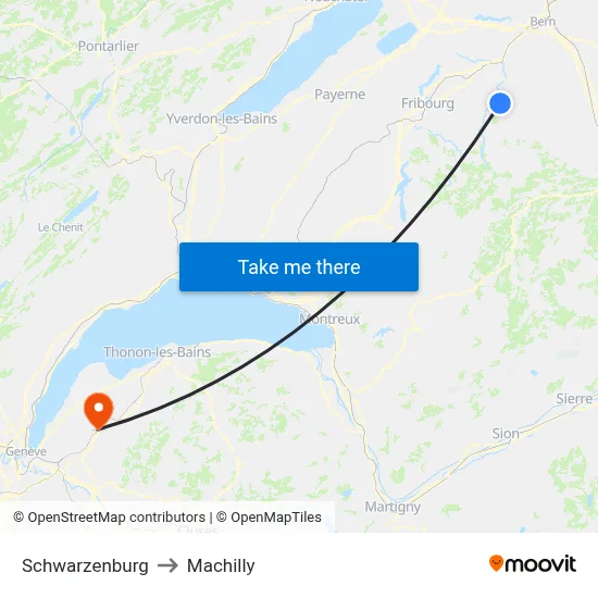 Schwarzenburg to Machilly map