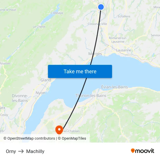 Orny to Machilly map