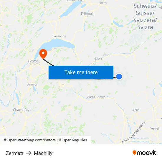Zermatt to Machilly map