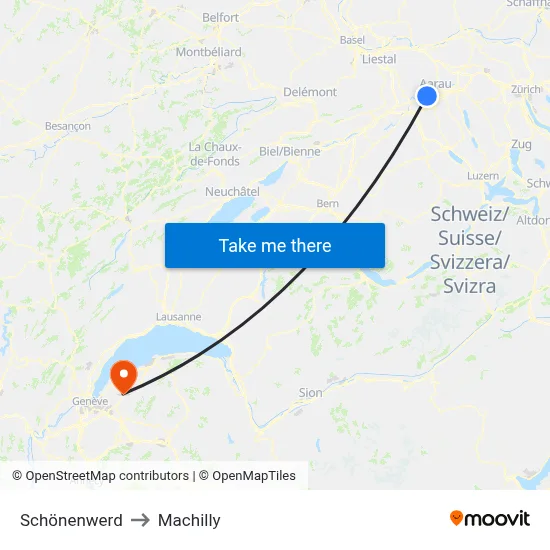 Schönenwerd to Machilly map