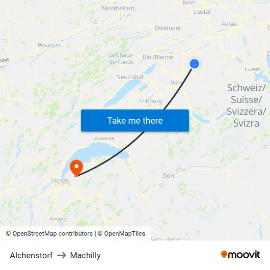 Alchenstorf to Machilly map