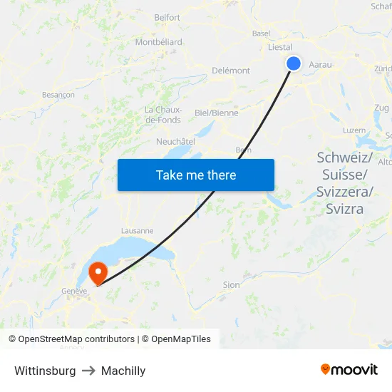 Wittinsburg to Machilly map
