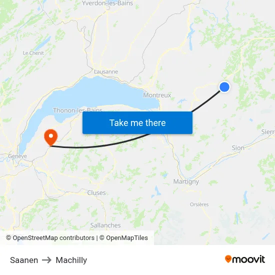 Saanen to Machilly map