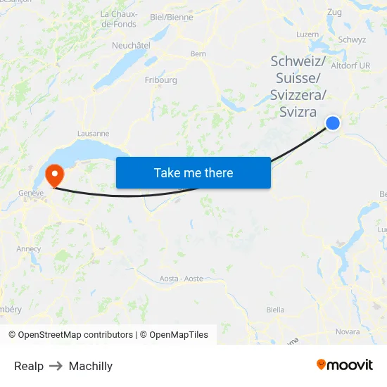 Realp to Machilly map