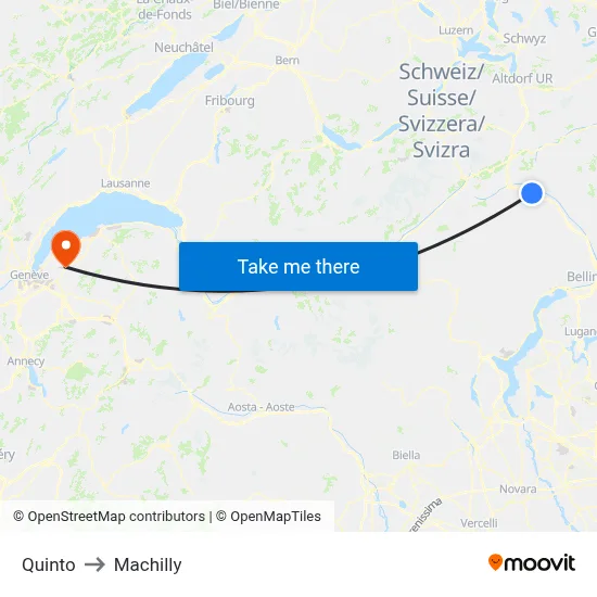 Quinto to Machilly map