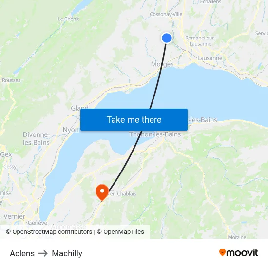 Aclens to Machilly map