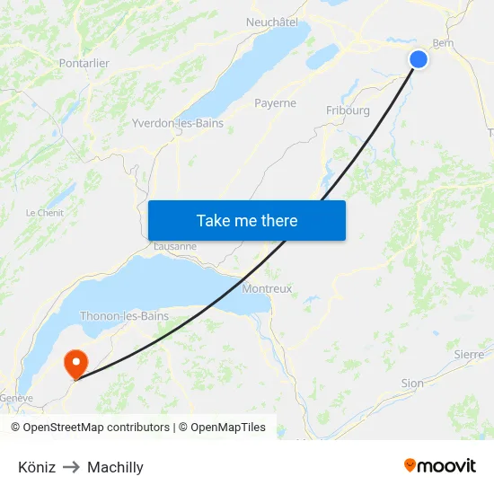 Köniz to Machilly map