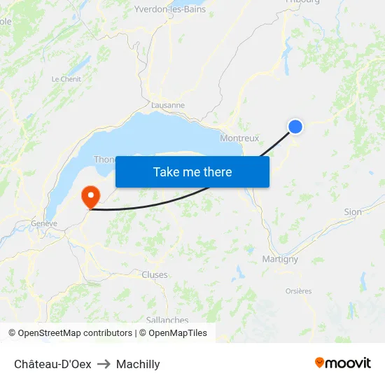Château-D'Oex to Machilly map