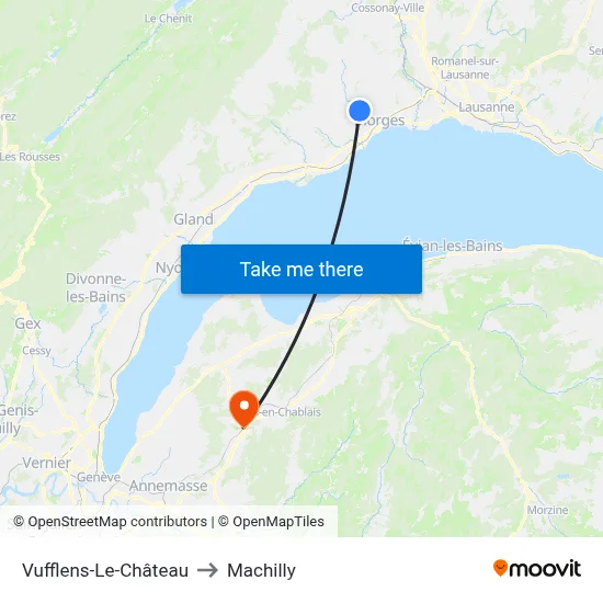 Vufflens-Le-Château to Machilly map