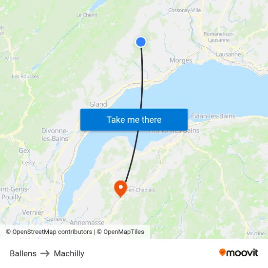 Ballens to Machilly map