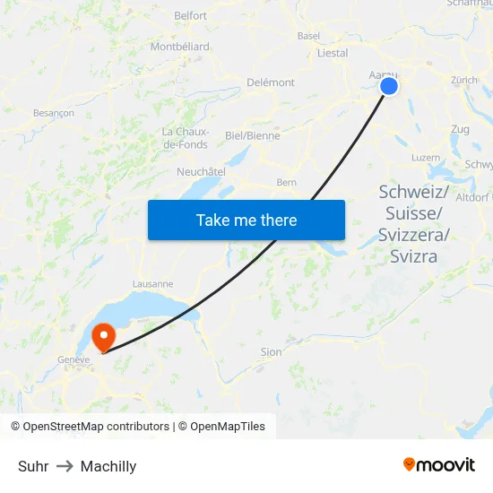 Suhr to Machilly map