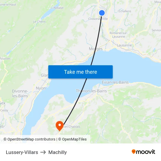 Lussery-Villars to Machilly map