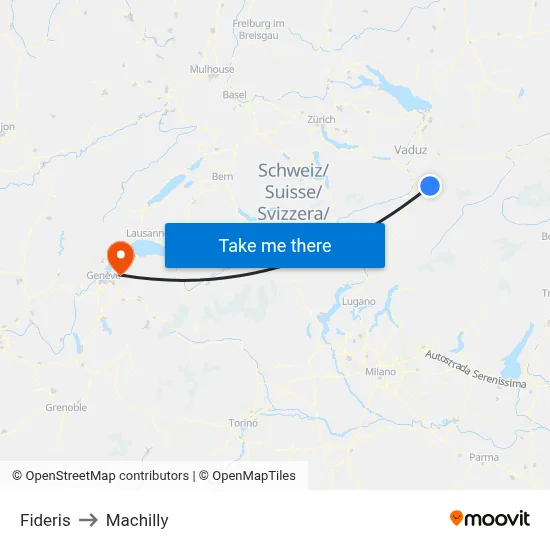 Fideris to Machilly map