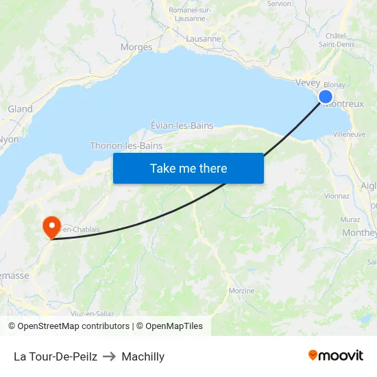 La Tour-De-Peilz to Machilly map