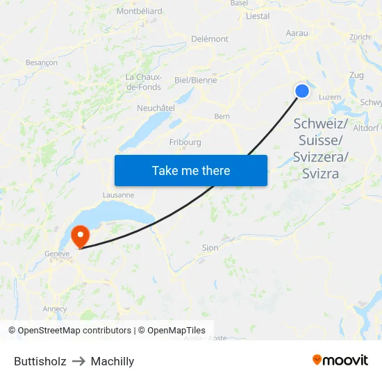 Buttisholz to Machilly map
