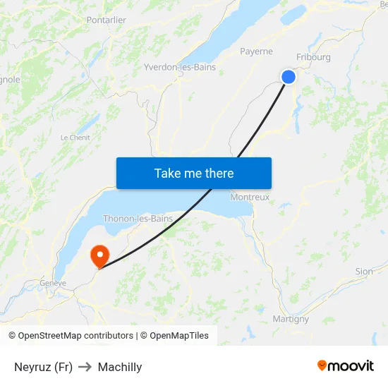 Neyruz (Fr) to Machilly map