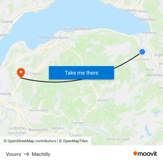 Vouvry to Machilly map