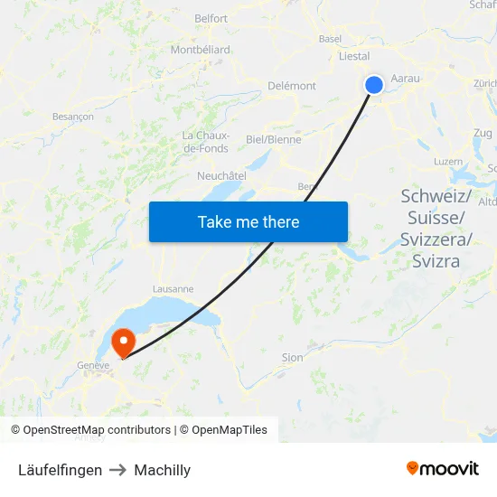 Läufelfingen to Machilly map