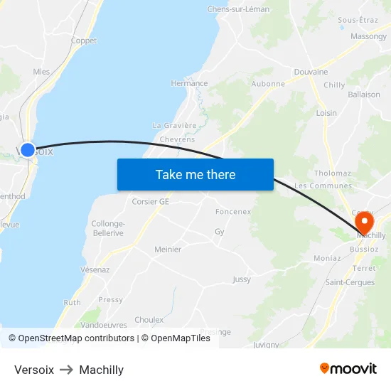 Versoix to Machilly map
