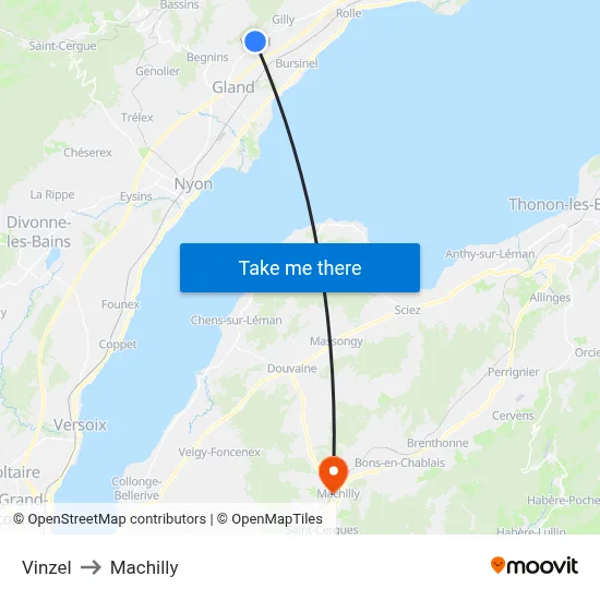 Vinzel to Machilly map