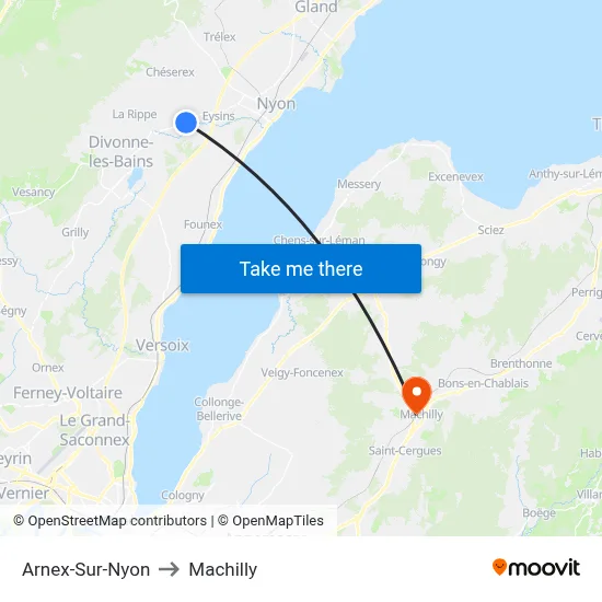 Arnex-Sur-Nyon to Machilly map