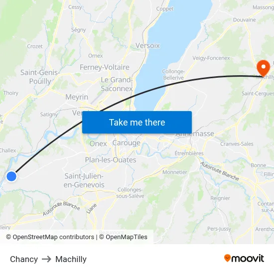 Chancy to Machilly map