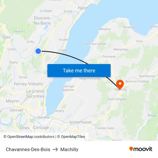 Chavannes-Des-Bois to Machilly map