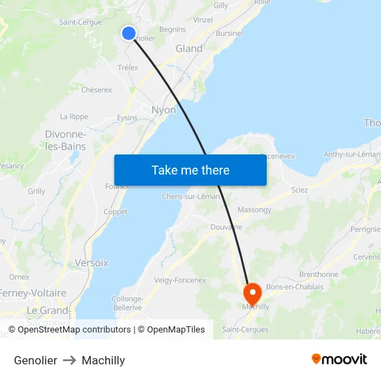 Genolier to Machilly map