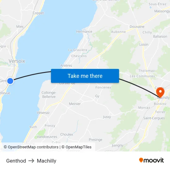 Genthod to Machilly map