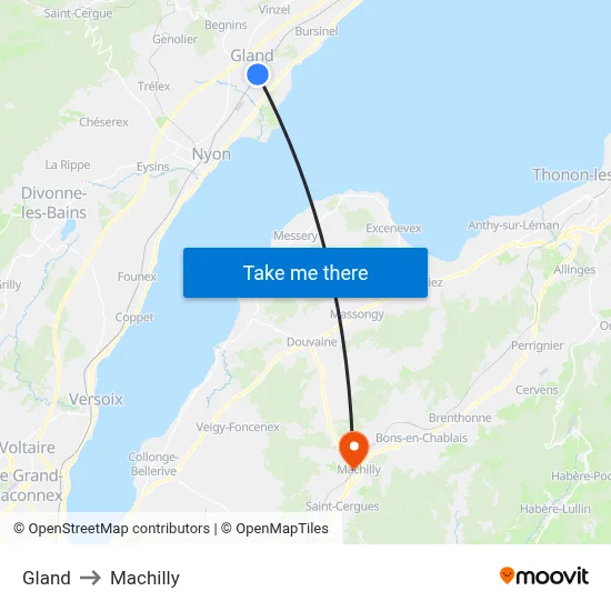 Gland to Machilly map