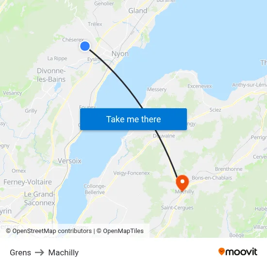 Grens to Machilly map