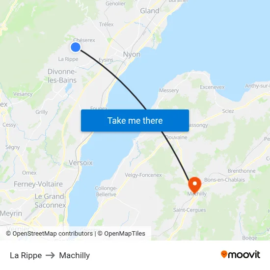 La Rippe to Machilly map