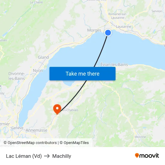 Lac Léman (Vd) to Machilly map