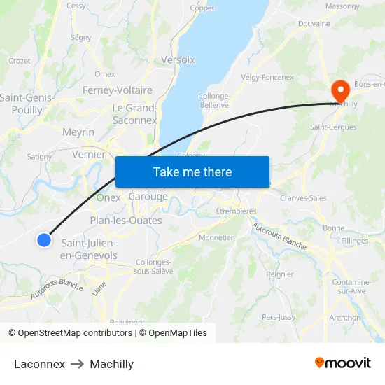 Laconnex to Machilly map