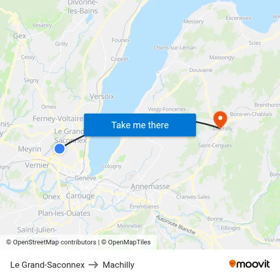 Le Grand-Saconnex to Machilly map