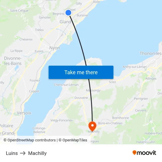 Luins to Machilly map