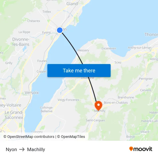 Nyon to Machilly map