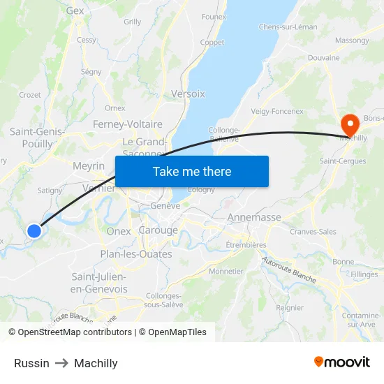 Russin to Machilly map