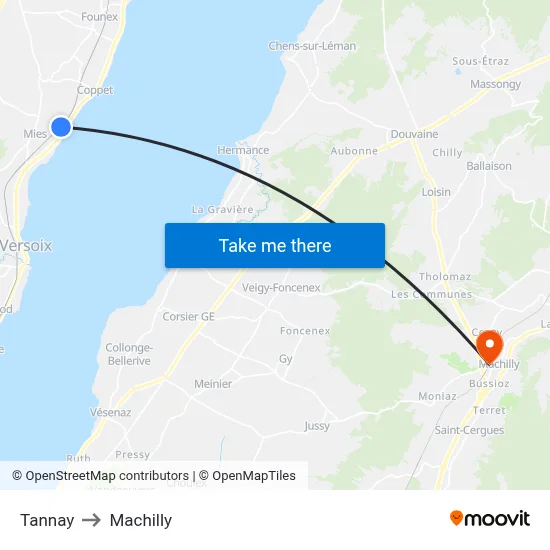 Tannay to Machilly map