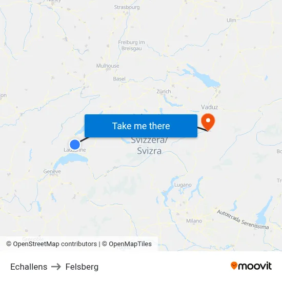 Echallens to Felsberg map