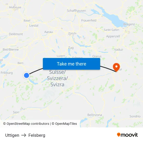 Uttigen to Felsberg map