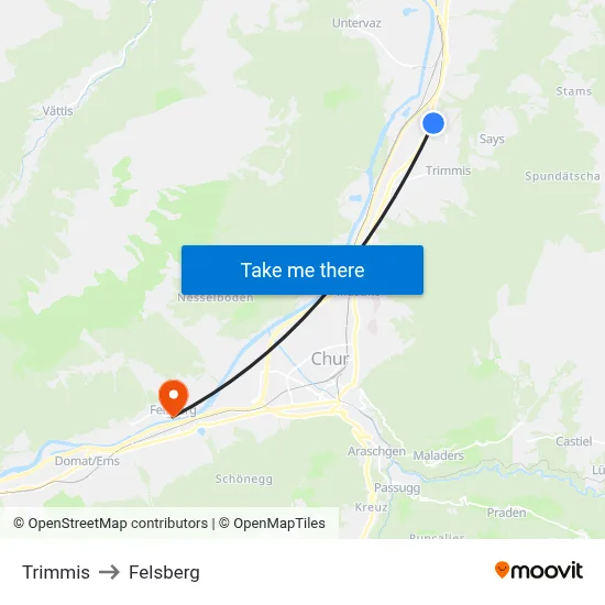Trimmis to Felsberg map