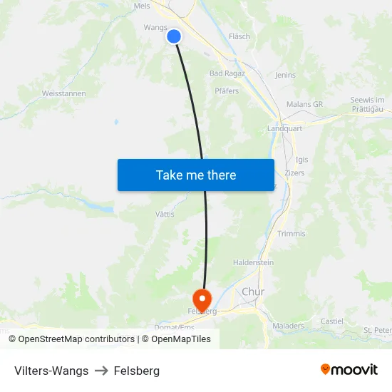 Vilters-Wangs to Felsberg map