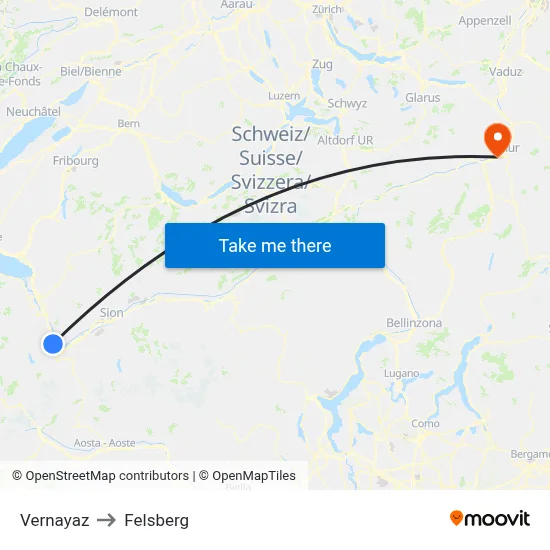 Vernayaz to Felsberg map