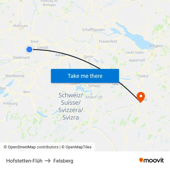 Hofstetten-Flüh to Felsberg map