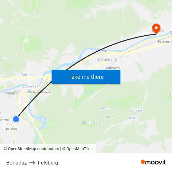 Bonaduz to Felsberg map