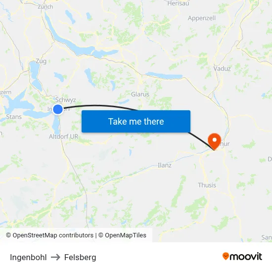 Ingenbohl to Felsberg map